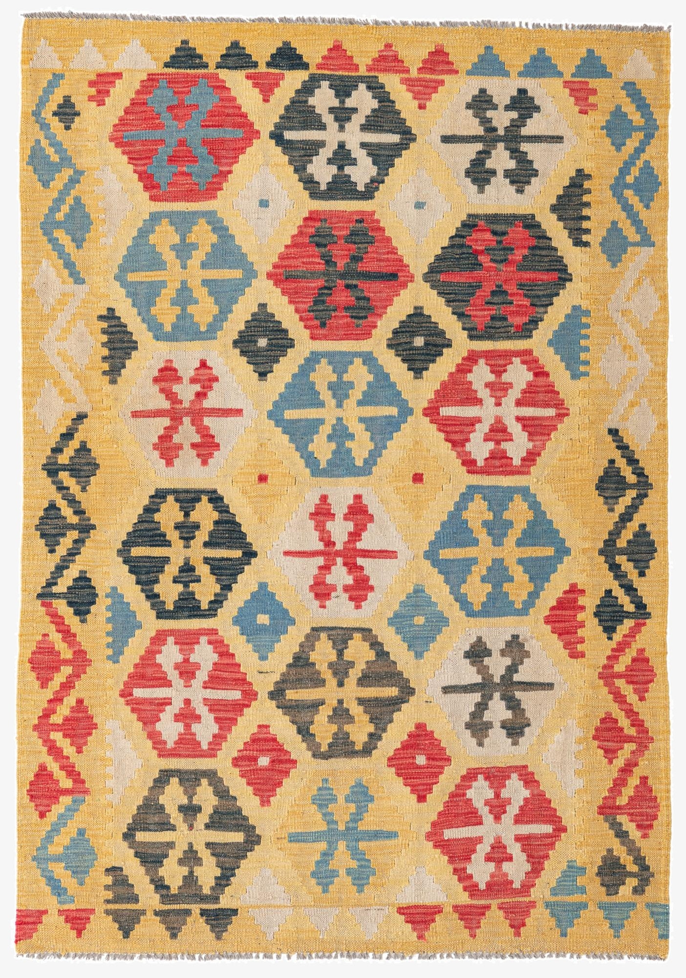 4' 2 x 6'  Hand Woven Kilim Maymana Wool Rug