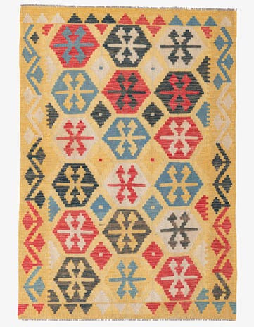 4' 2 x 6' Hand Woven Kilim Maymana Wool Rug