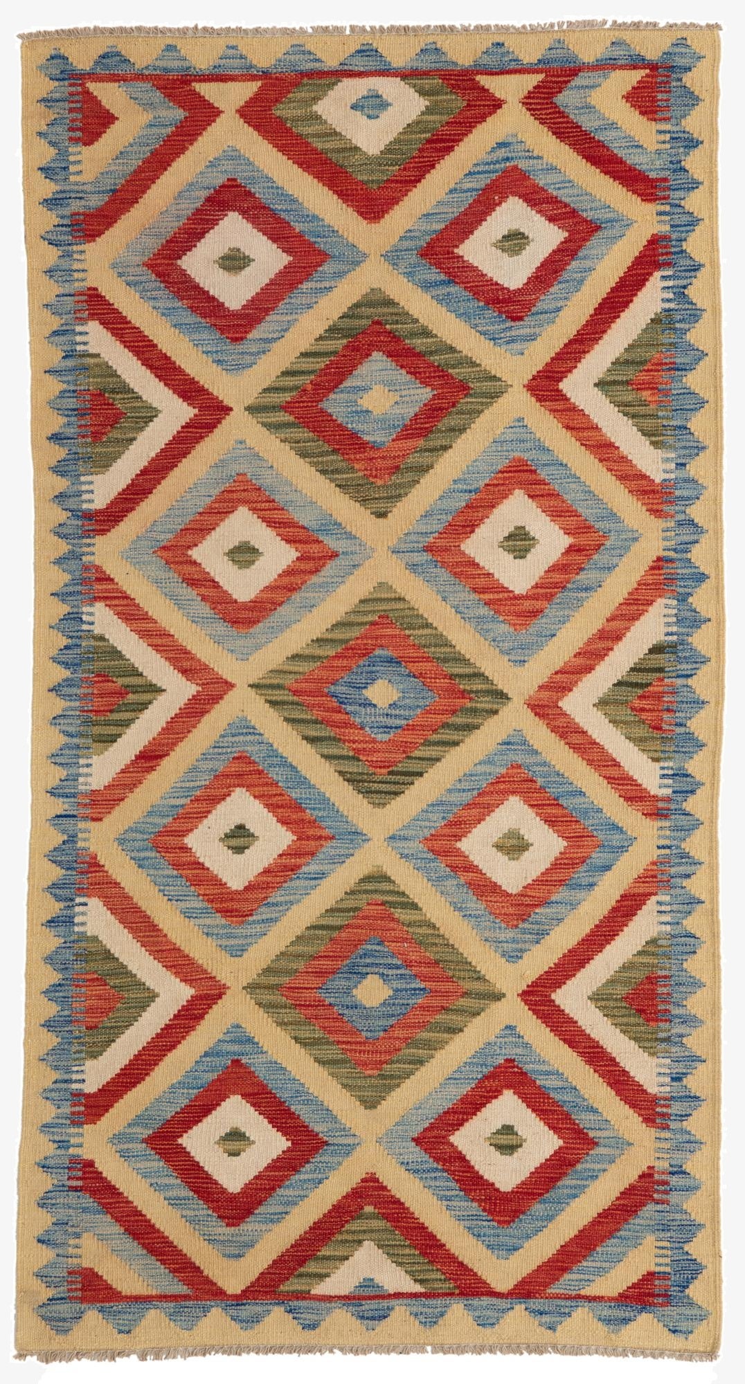 3' 4 x 6' 3  Hand Woven Kilim Maymana Wool Rug