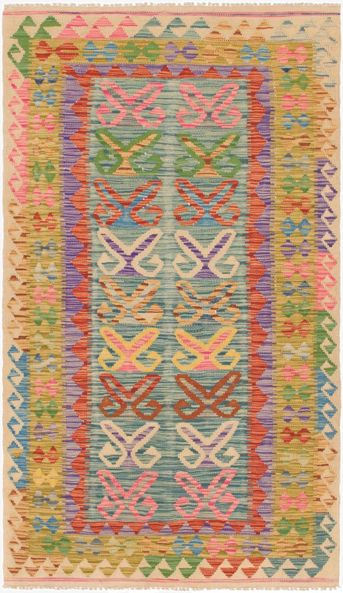 3' 6 x 6' 2  Hand Woven Kilim Maymana Wool Rug