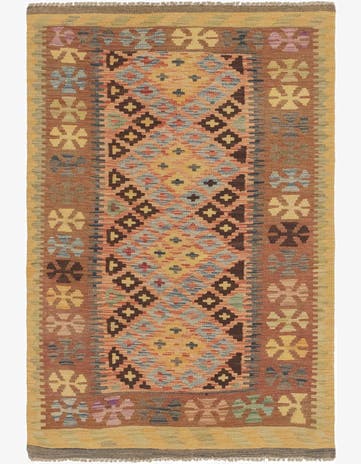 3' 3 x 5' Hand Woven Kilim Maymana Wool Rug