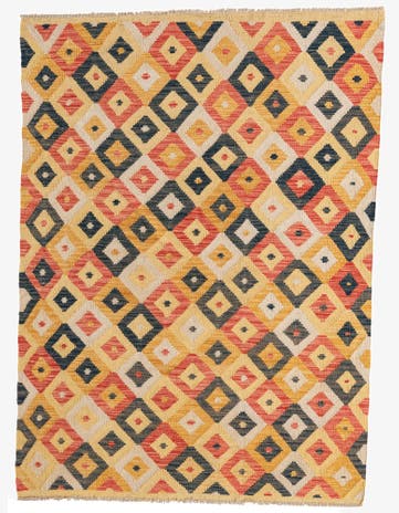 4' 1 x 5' 7 Hand Woven Kilim Maymana Wool Rug