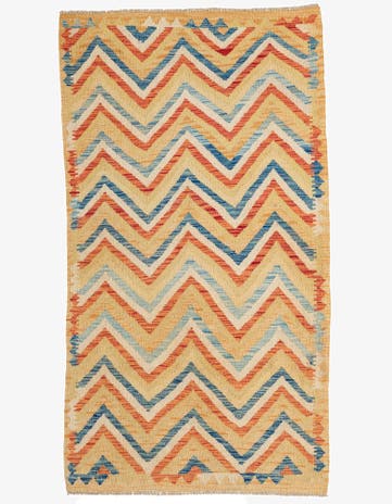 3' 5 x 6' 3 Hand Woven Kilim Maymana Wool Rug