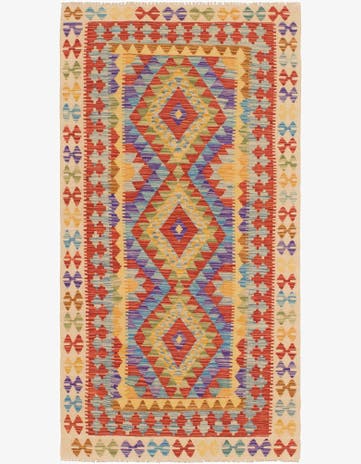 3' 5 x 6' 6 Hand Woven Kilim Maymana Wool Rug