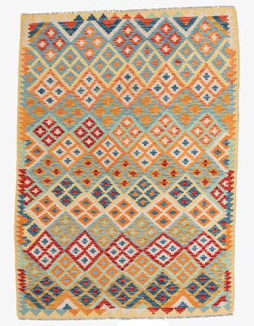 4' 3 x 6' Hand Woven Kilim Maymana Wool Rug