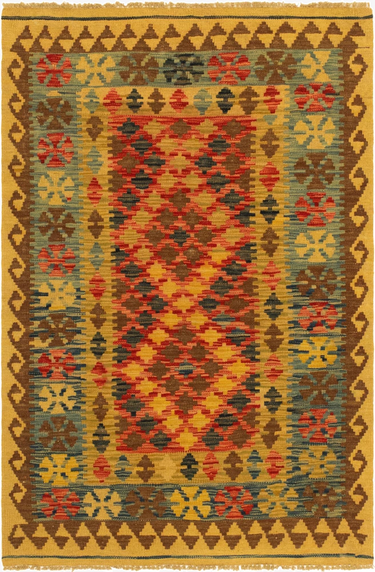 3' 3 x 5'  Hand Woven Kilim Maymana Wool Rug