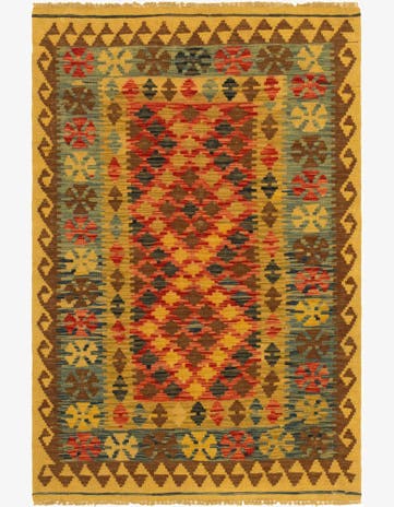 3' 3 x 5' Hand Woven Kilim Maymana Wool Rug
