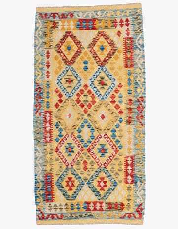 3' 6 x 6' 9 Hand Woven Kilim Maymana Wool Rug