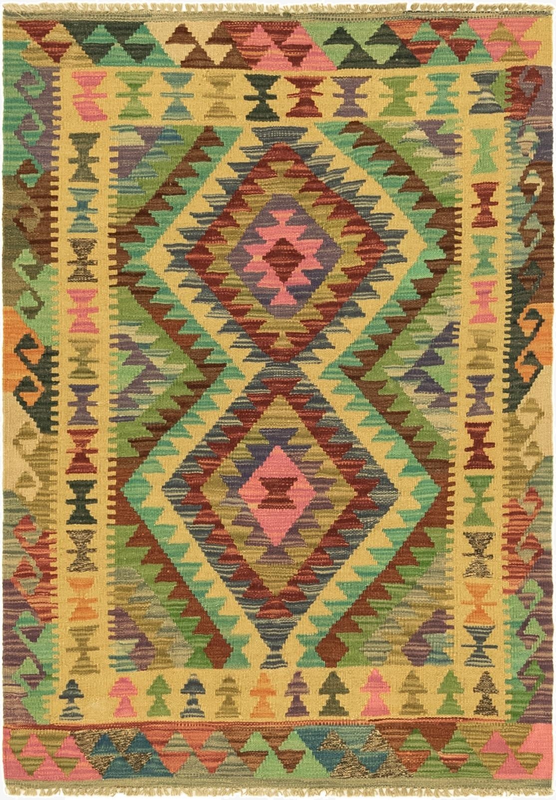 2' 9 x 4'  Hand Woven Kilim Maymana Wool Rug