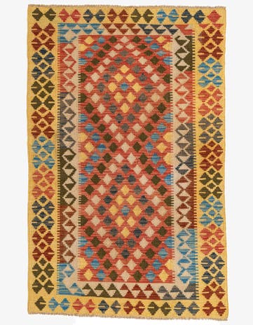 3' 2 x 5' Hand Woven Kilim Maymana Wool Rug