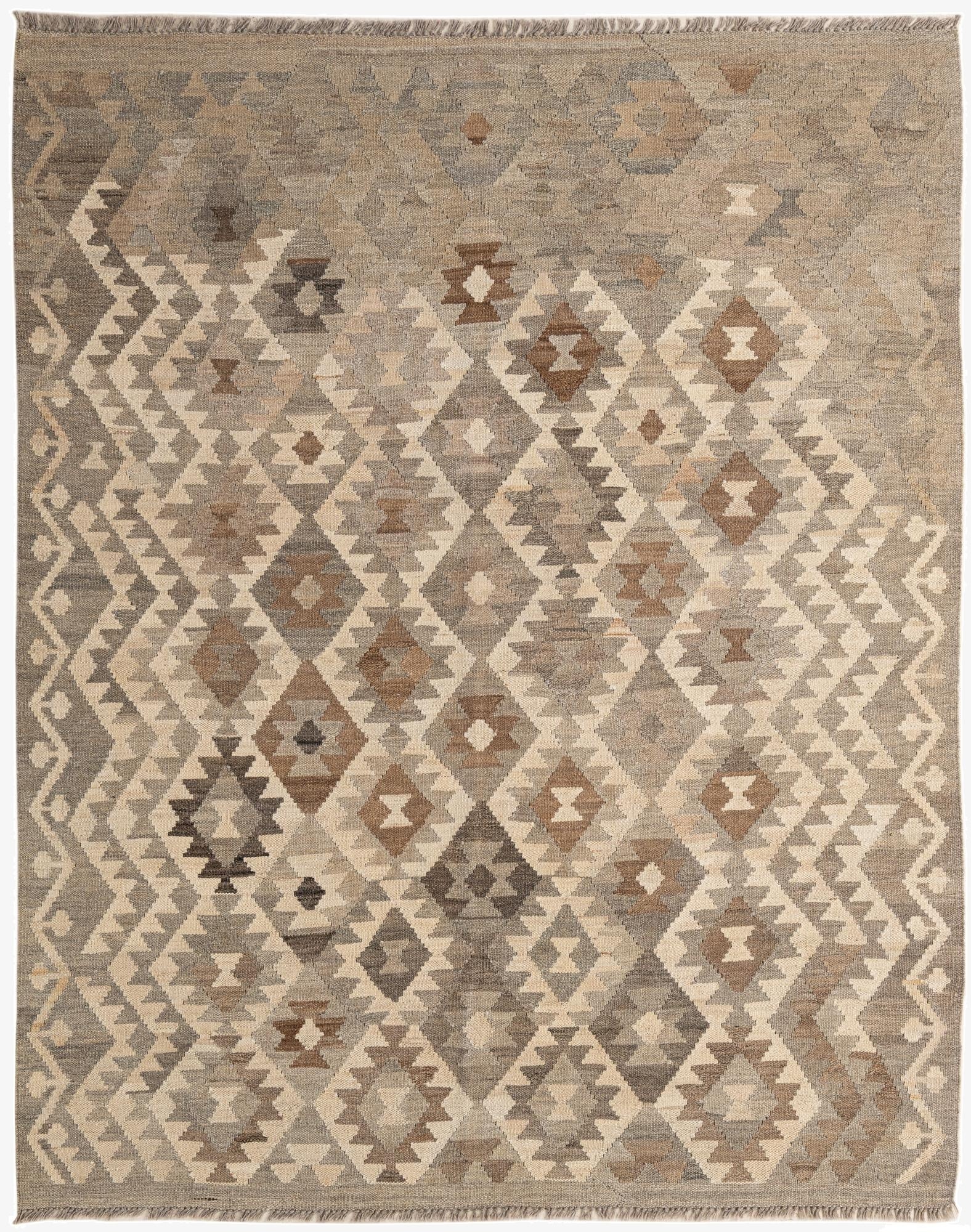 5' 4 x 6' 7  Hand Woven Kilim Maymana Wool Rug