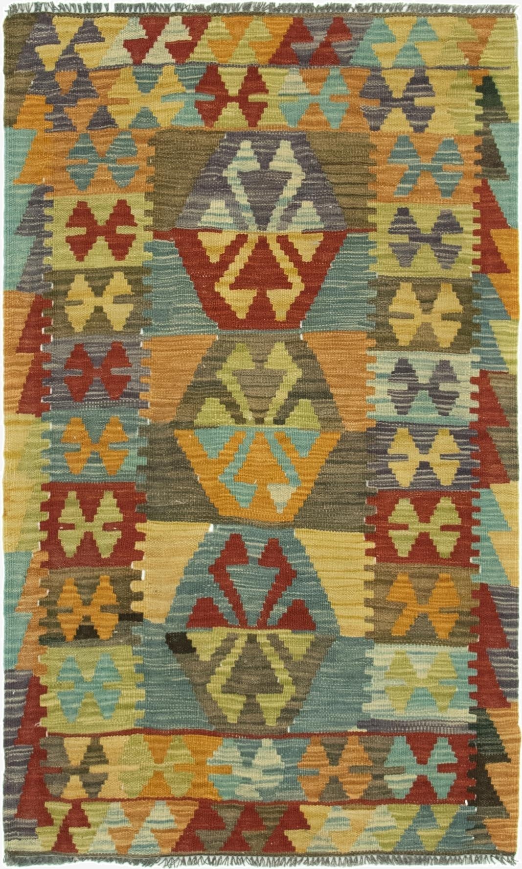 2' 6 x 4' 2  Hand Woven Kilim Maymana Wool Rug