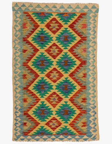 3' 1 x 5' Hand Woven Kilim Maymana Wool Rug