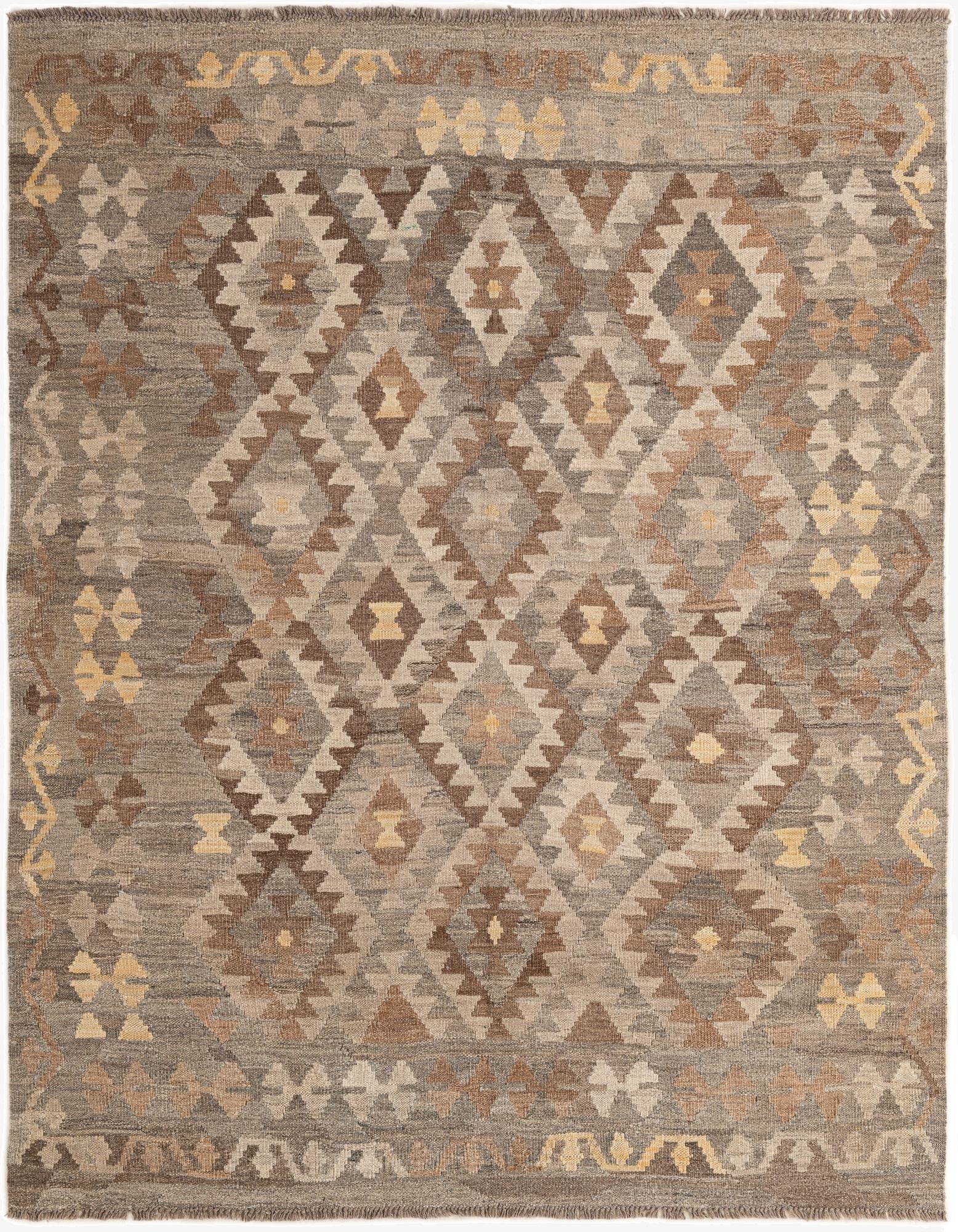 5' 2 x 6' 6  Hand Woven Kilim Maymana Wool Rug