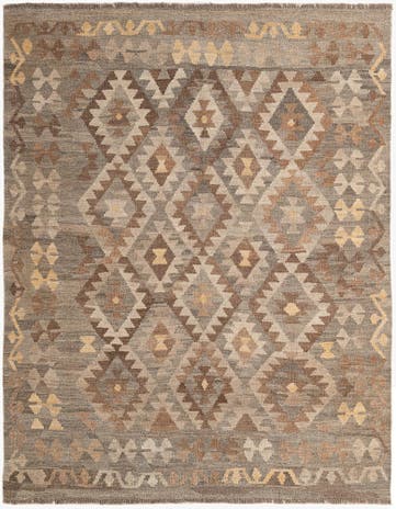5' 2 x 6' 6 Hand Woven Kilim Maymana Wool Rug