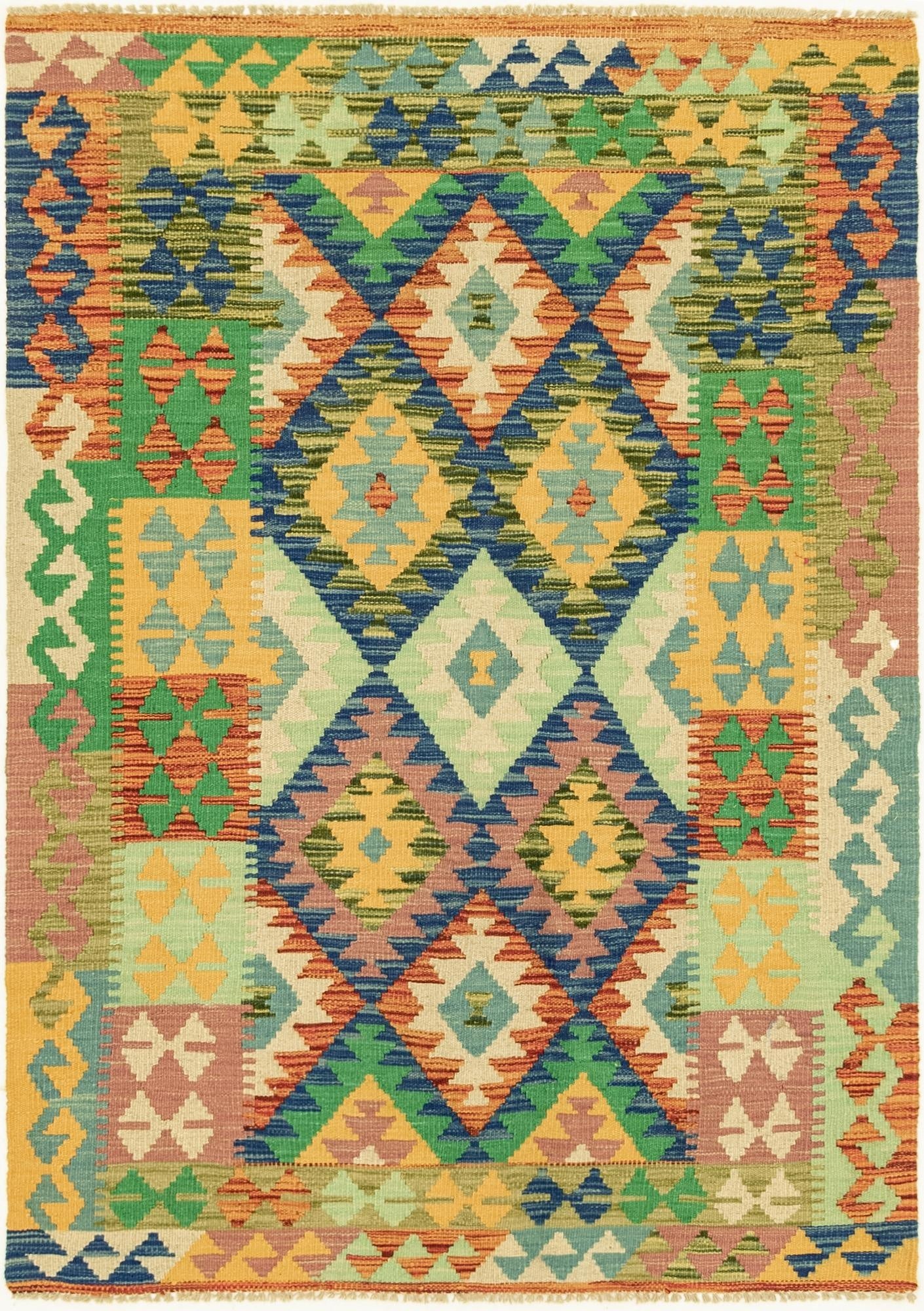 3' 8 x 5' 3  Hand Woven Kilim Maymana Wool Rug