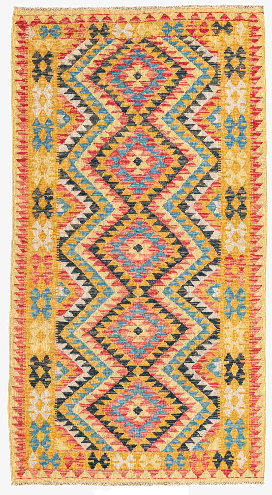 3' 6 x 6' 5  Hand Woven Kilim Maymana Wool Rug