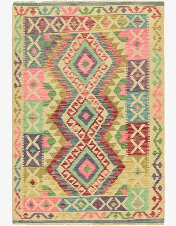 3' 6 x 5' Hand Woven Kilim Maymana Wool Rug
