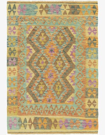 3' 3 x 4' 9 Hand Woven Kilim Maymana Wool Rug
