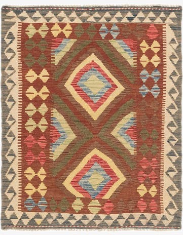 3' 3 x 4' Hand Woven Kilim Maymana Wool Rug