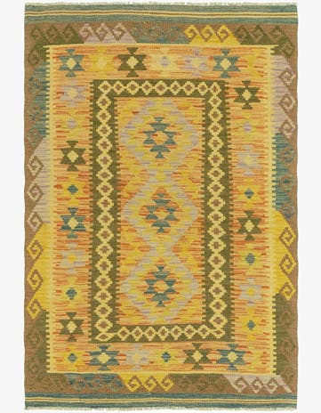 3' 3 x 4' 9 Hand Woven Kilim Maymana Wool Rug
