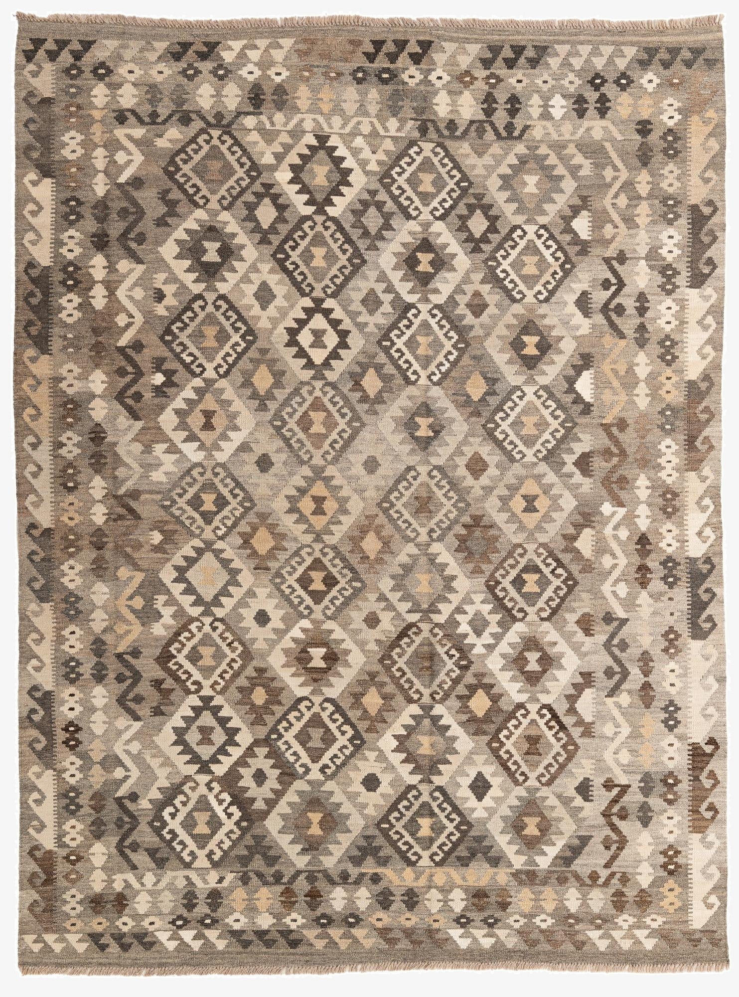 6' 1 x 8' 1  Hand Woven Kilim Maymana Wool Rug