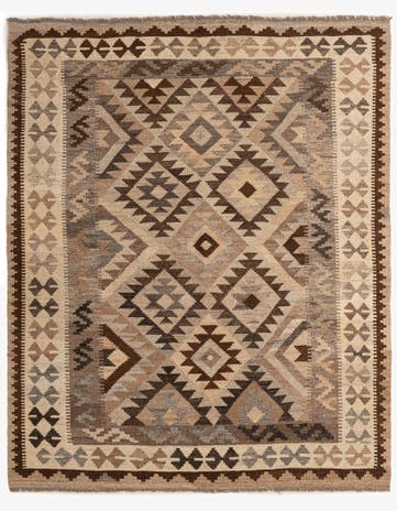 5' 2 x 6' 3 Hand Woven Kilim Maymana Wool Rug