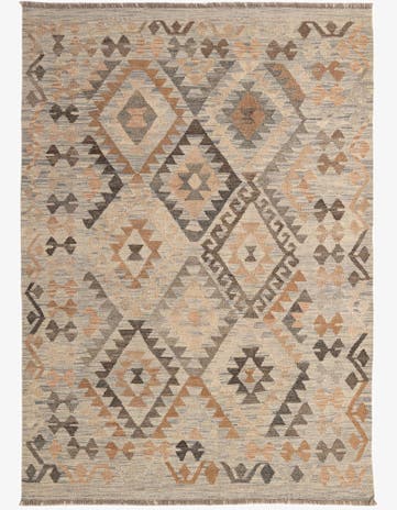 5' x 6' 10 Hand Woven Kilim Maymana Wool Rug
