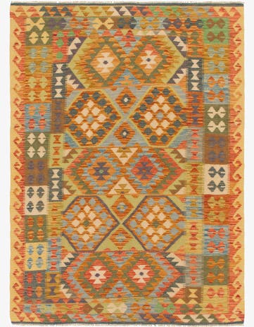 4' 9 x 6' 5 Hand Woven Kilim Maymana Wool Rug