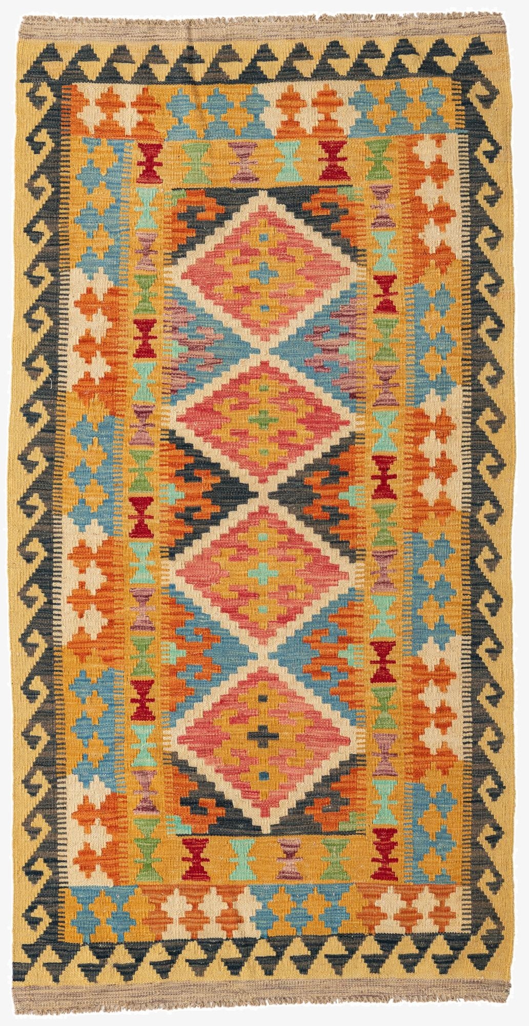 3' 4 x 6' 6  Hand Woven Kilim Maymana Wool Rug