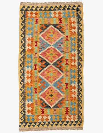 3' 4 x 6' 6 Hand Woven Kilim Maymana Wool Rug