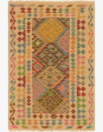 3' 5 x 5' Hand Woven Kilim Maymana Wool Rug