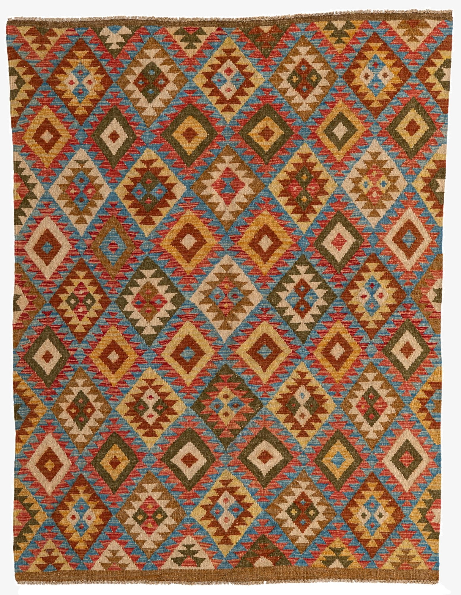 5' x 6' 6  Hand Woven Kilim Maymana Wool Rug