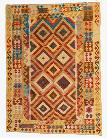 5' 10 x 7' 10 Hand Woven Kilim Maymana Wool Rug
