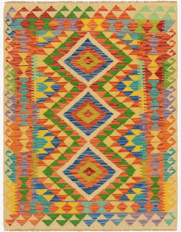 3' 6 x 4' 7 Hand Woven Kilim Maymana Wool Rug