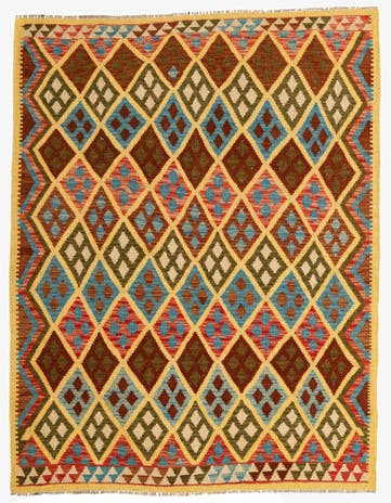 5' 2 x 6' 8 Hand Woven Kilim Maymana Wool Rug