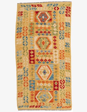 3' 5 x 6' 6 Hand Woven Kilim Maymana Wool Rug