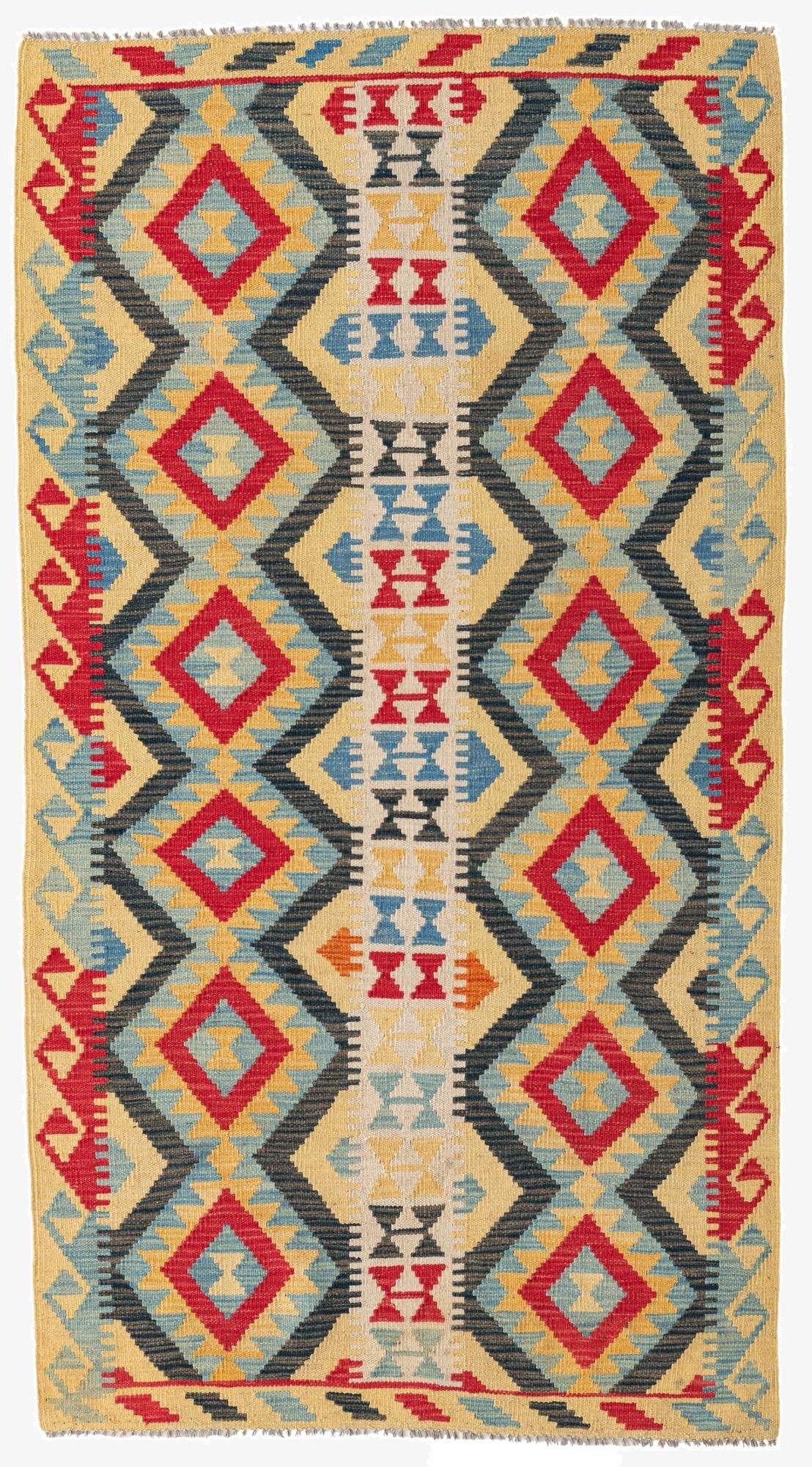 3' 7 x 6' 7  Hand Woven Kilim Maymana Wool Rug
