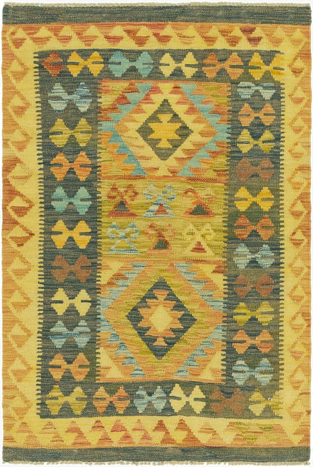 3' 2 x 4' 8  Hand Woven Kilim Maymana Wool Rug
