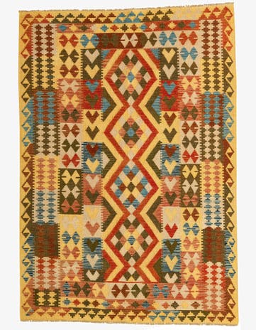 5' 6 x 7' 10 Hand Woven Kilim Maymana Wool Rug