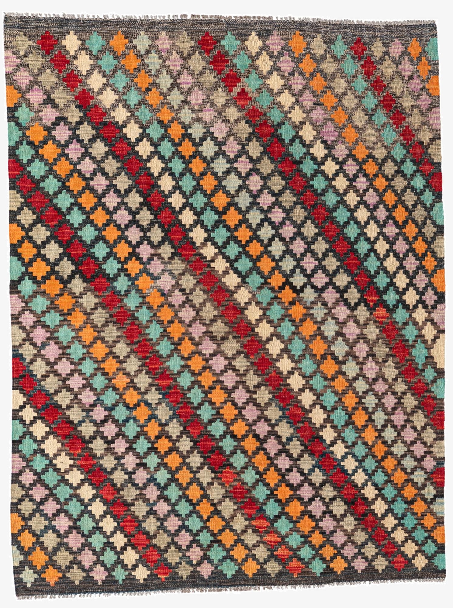 4' 3 x 5' 7  Hand Woven Kilim Maymana Wool Rug