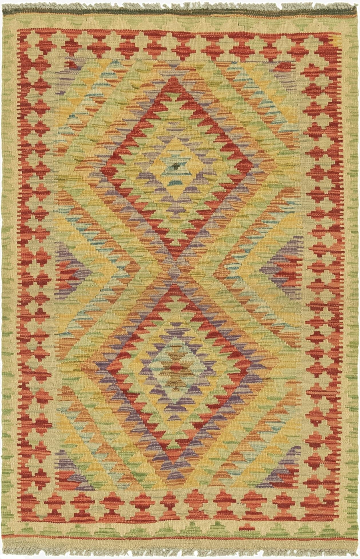 2' 9 x 4' 5  Hand Woven Kilim Maymana Wool Rug