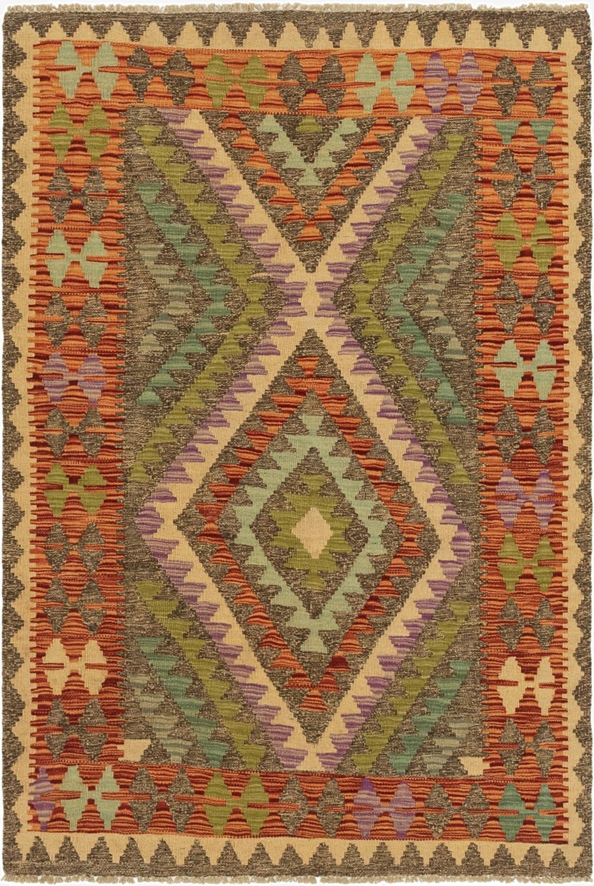 3' 6 x 5'  Hand Woven Kilim Maymana Wool Rug