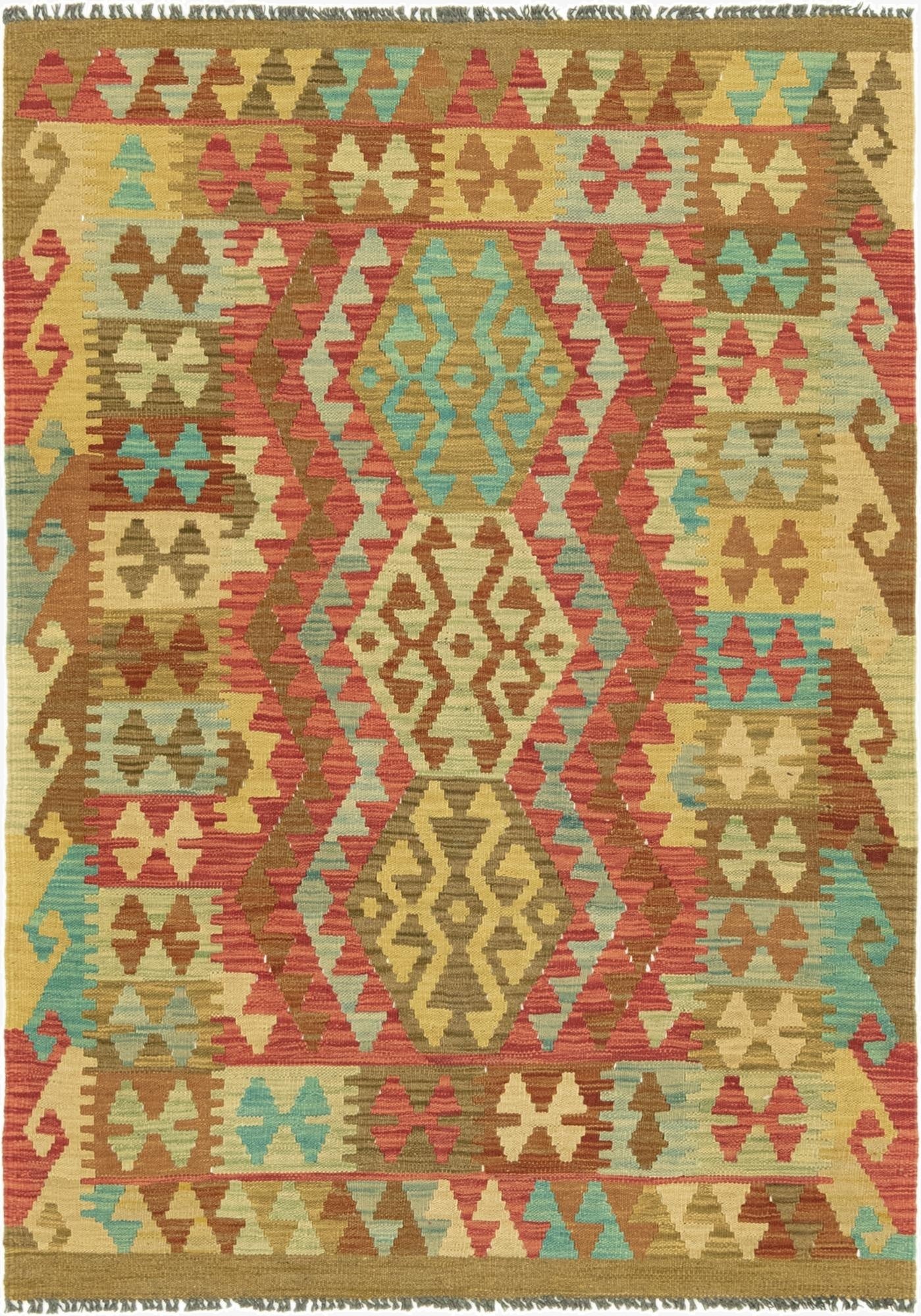 3' 6 x 5'  Hand Woven Kilim Maymana Wool Rug