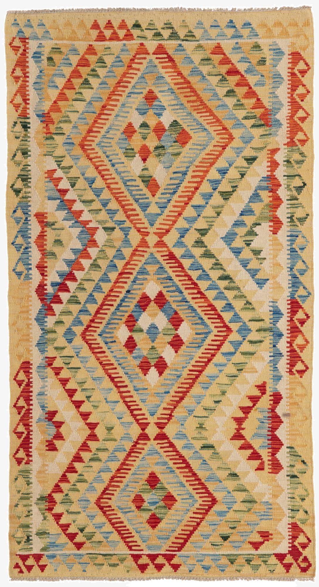 3' 6 x 6' 6  Hand Woven Kilim Maymana Wool Rug