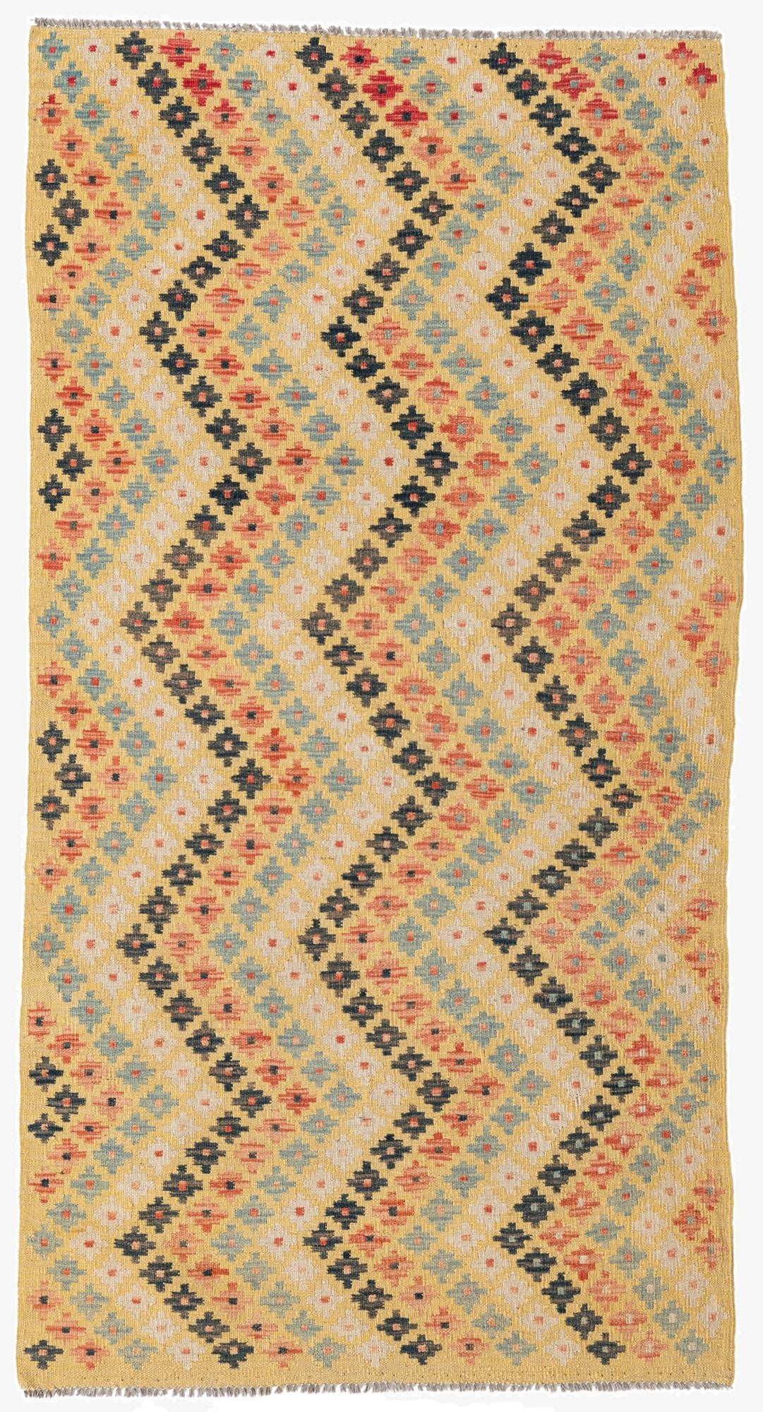 3' 3 x 6' 3  Hand Woven Kilim Maymana Wool Rug