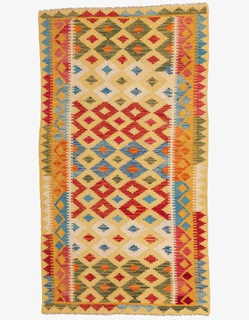 3' 7 x 6' 6 Hand Woven Kilim Maymana Wool Rug