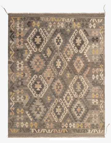 5' 4 x 6' 8 Hand Woven Kilim Maymana Wool Rug
