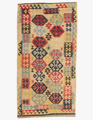 3' 4 x 6' 4 Hand Woven Kilim Maymana Wool Rug