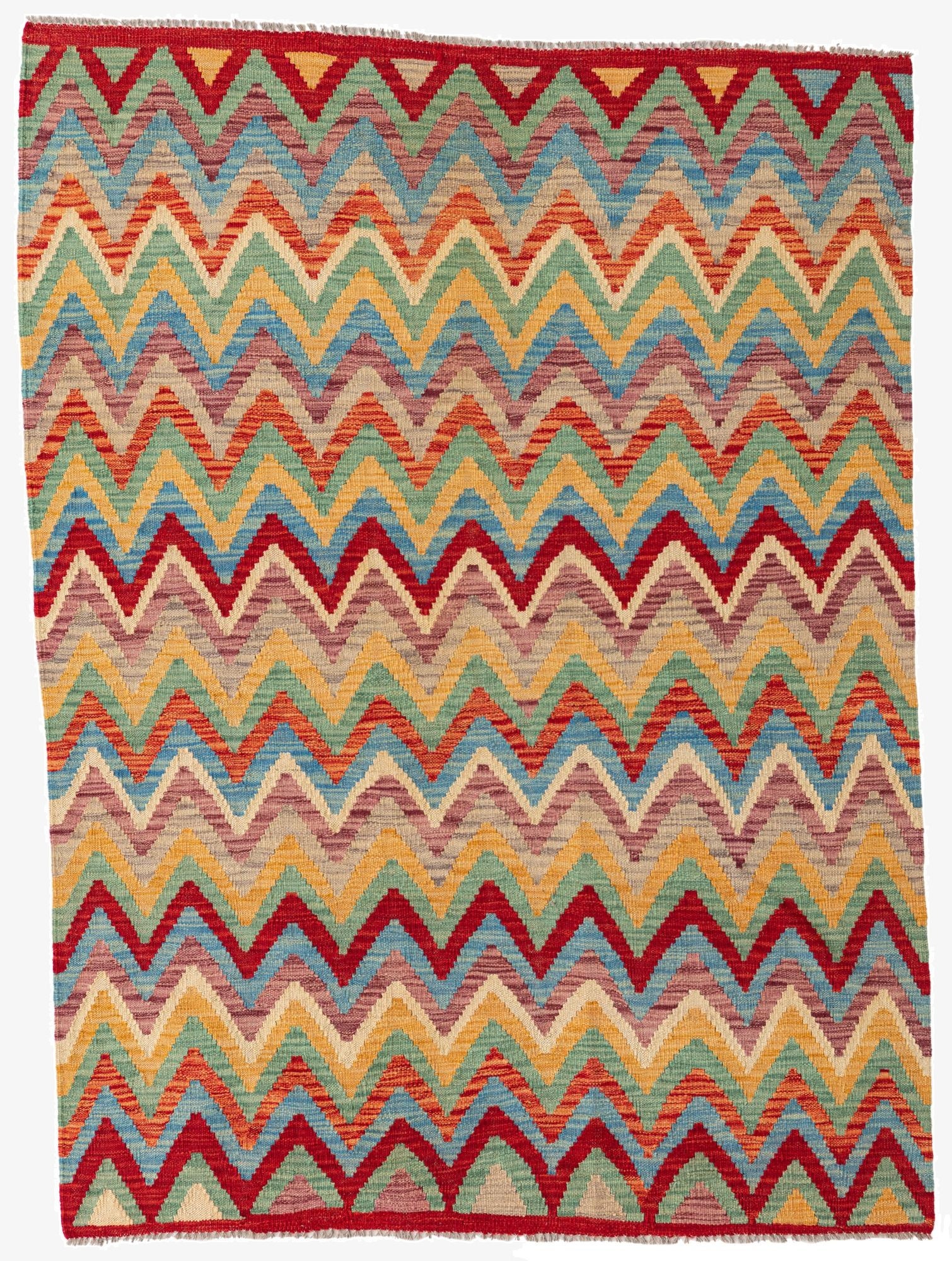 4' 5 x 6'  Hand Woven Kilim Maymana Wool Rug